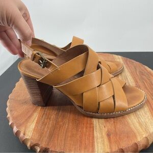 Madewell Cindy Sandal Woven heels slingback leather tan beige boho classic 8